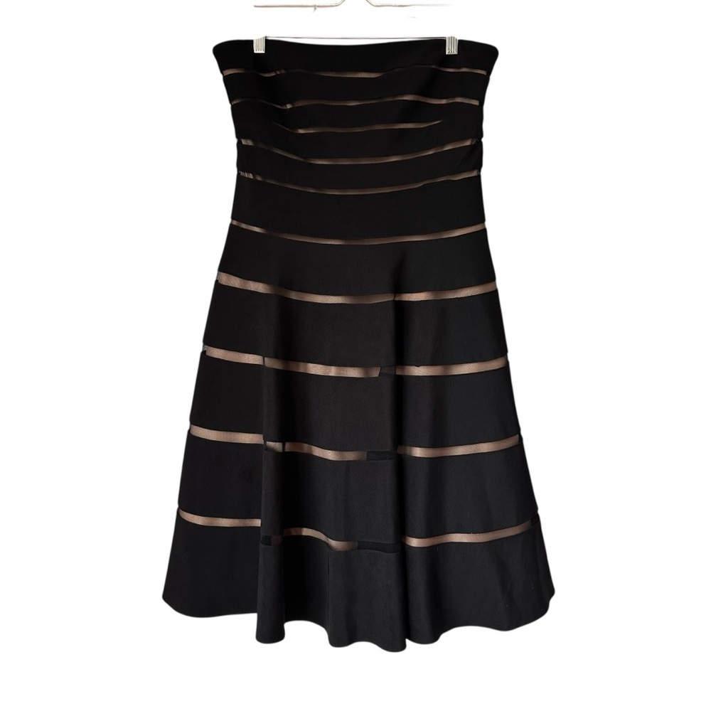 Anthropologie Mikael Aghal Black and Tan Milana Strapless Dress, 12